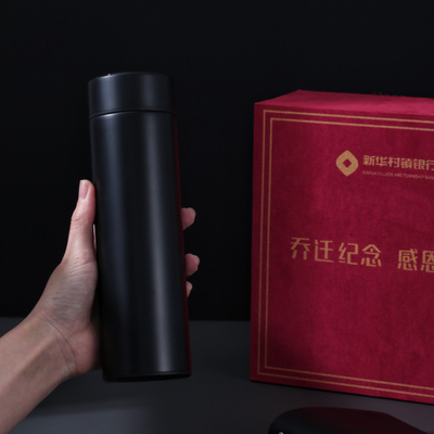 温度表示 紅色スウェード フリップボックスで ターモスカップ ビジネス記念品に最適