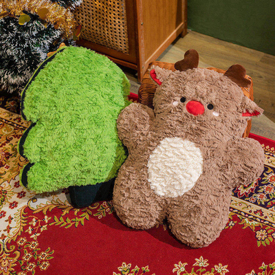 卒業式 クリスマスツリー枕 エルクシミュレーションとスノーマンデザイン