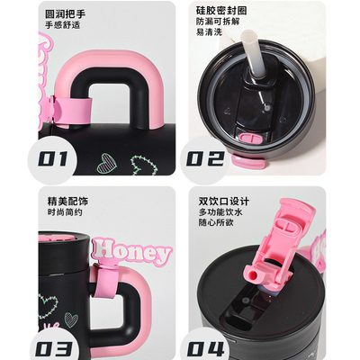 ポータブルで可愛い ストローウォーターカップ ステンレス ステンレス ステンレス