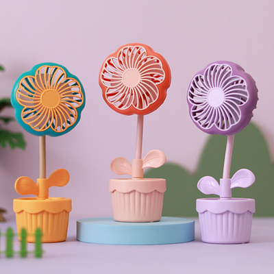 オフィス用品 充電可能なポット植物扇風機 夏のための可愛い漫画の花のデザイン