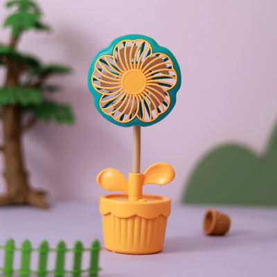 オフィス用品 充電可能なポット植物扇風機 夏のための可愛い漫画の花のデザイン