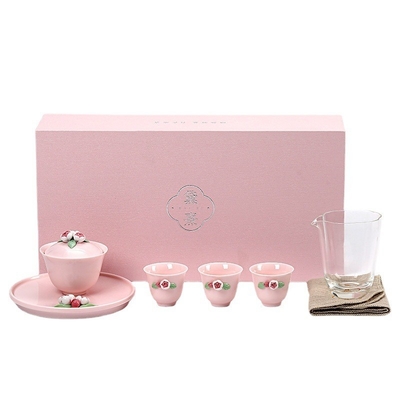 花の言語 ピンクセラミック茶セット 女の茶の時間のための完璧なプレゼント