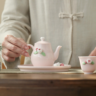 花の言語 ピンクセラミック茶セット 女の茶の時間のための完璧なプレゼント