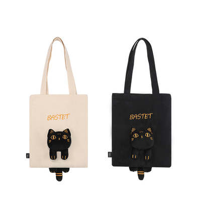 お客様のロゴ ガイア・アンダーソン 猫 キャンバス バッグ プルーシュ ショルダー バッグ 斜面 バッグ