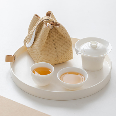 パーソナライズ可能な 白色ポルセラン バナナ葉 印花茶セット 4月狂日のための完璧な