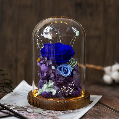 エレガントの永遠の花 完成品 ローズガラスカバー ギフトボックス 実用的な誕生日プレゼント
