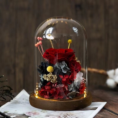 エレガントの永遠の花 完成品 ローズガラスカバー ギフトボックス 実用的な誕生日プレゼント