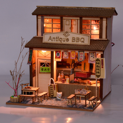 ホテル&amp;リゾート 中国様式 レトロ DIY 小屋 バーベキューショップ 屋根裏部屋 組立モデル クリエイティブ ハンドメイド ギフト