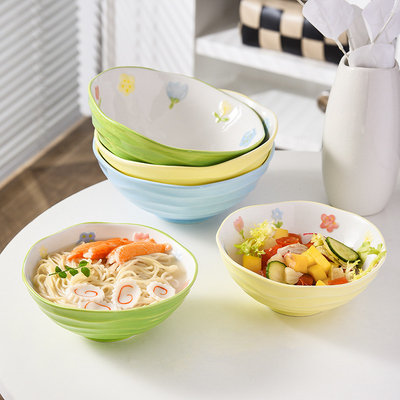 7インチ セラミックヌードル ボウル 家庭用 食器 イベント ギフト シルクスクリーン印刷