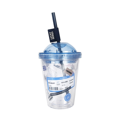 ハイビューティインスタグラム ストローカップ 夏のプレゼントのためのクリエイティブなプラスチックダブル層水カップ