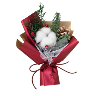 乾燥した花と綿のクリスマスブーケット