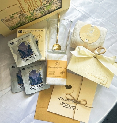 パーソナライズド 結婚式 ギフト セット タオル 石けん 水杯 ウーロン お茶 クリエイティブ キャンディボックス