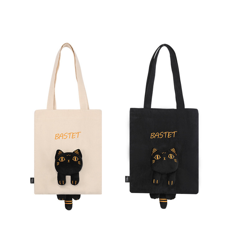 お客様のロゴ ガイア・アンダーソン 猫 キャンバス バッグ プルーシュ ショルダー バッグ 斜面 バッグ