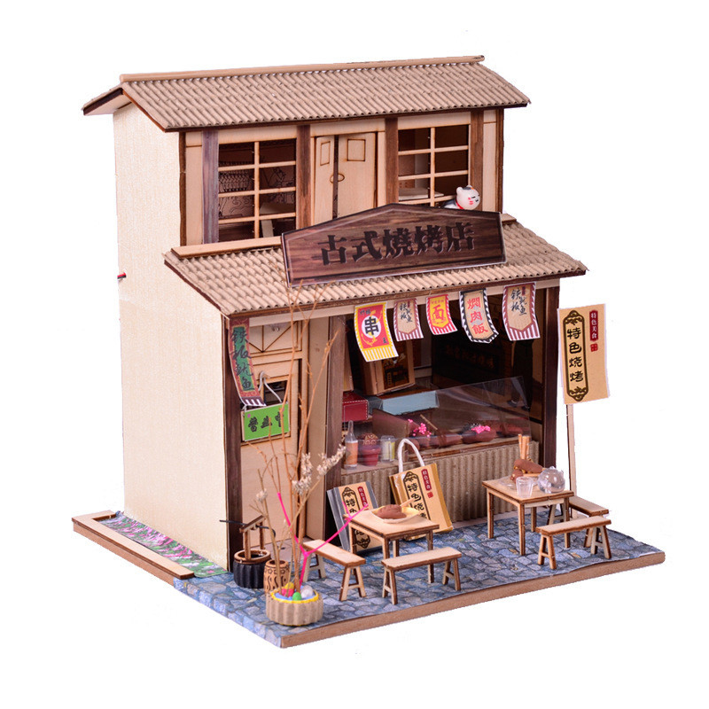 ホテル&amp;リゾート 中国様式 レトロ DIY 小屋 バーベキューショップ 屋根裏部屋 組立モデル クリエイティブ ハンドメイド ギフト