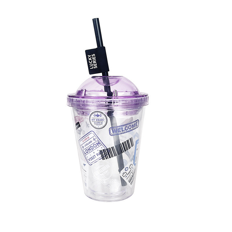 ハイビューティインスタグラム ストローカップ 夏のプレゼントのためのクリエイティブなプラスチックダブル層水カップ